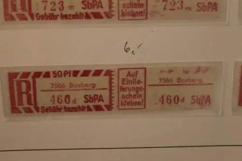 DDR 1968;Einschreibe-Gebührenzettel SbPÄ; Einschreibemarke MiNr. 2; 7586 Boxberg; d **Z