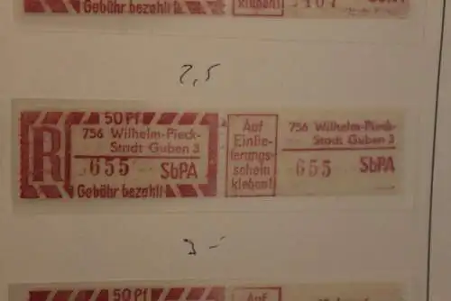 DDR 1968;Einschreibe-Gebührenzettel SbPÄ; Einschreibemarke MiNr. 2; 756 Wilhelm-Pieck-Stadt Guben 3 **Z