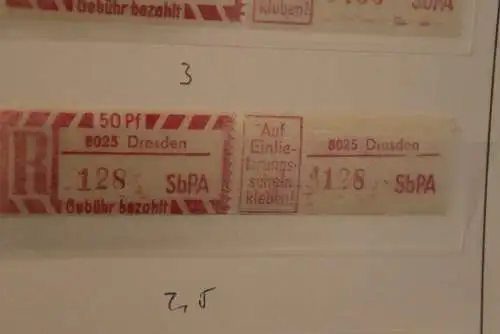 DDR 1968;Einschreibe-Gebührenzettel SbPÄ; Einschreibemarke MiNr. 2; 8025 Dresden **Z