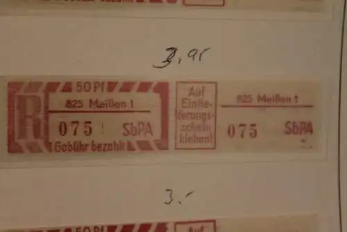 DDR 1968;Einschreibe-Gebührenzettel SbPÄ; Einschreibemarke MiNr. 2; 825 Meißen 1 **Z