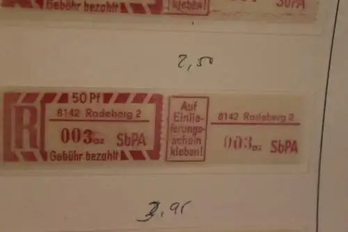 DDR 1968;Einschreibe-Gebührenzettel SbPÄ; Einschreibemarke MiNr. 2; 8142 Radeberg 2; az **Z