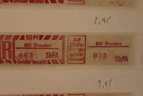 DDR 1968;Einschreibe-Gebührenzettel SbPÄ; Einschreibemarke MiNr. 2; 809 Dresden **Z