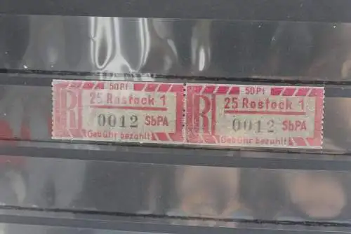 DDR 1967;Einschreibe-Gebührenzettel SbPÄ; Einschreibemarke 1 C y; 25 Rostock 1 **Z