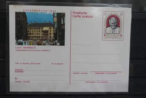 Österreich;  Auslands-Bildpostkarte: Papst Johannes Paul II. auf Papstbesuch in Österreich 1988, Innsbruck