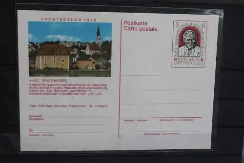 Österreich; Auslands-Bildpostkarte: Papst Johannes Paul II. auf Papstbesuch in Österreich 1988, Mauthausen