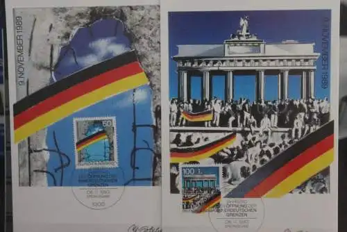 Deutschland Maximumkarte, MC, MK: Öffnung von Grenze und Mauer; Künstler Karte 1990; MiNr. 1481-82