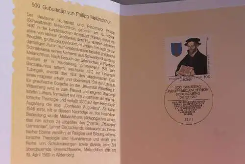 Ministerkarte zum Ausgabeanlaß: "Philipp Melanchthon", 4.2.1997; MiNr. 1902