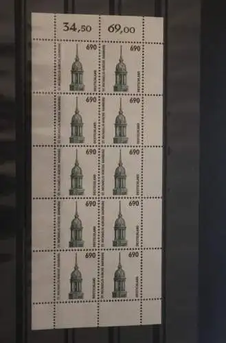 Deutschland 1996; Freimarken SWK Sehenswürdigkeiten; 690 Pf. St. Michaeliskirche Hamburg; MiNr. 1860, Zehnerbogen; MNH