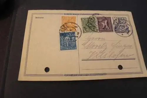 Deutsches Reich 1922; Ganzsache P 148a I, gestempelt; Aktenlochung