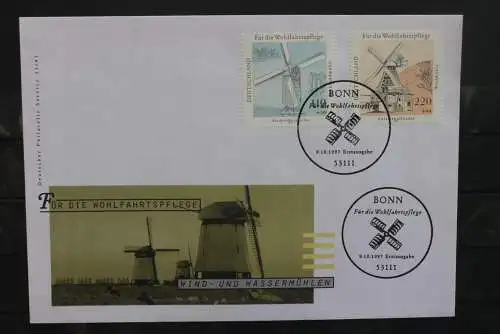 Deutschland 1997; Wohlfahrt: Windmühlen; Künstler - FDC, MiNr. 1948-52