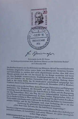 Berlin 1958; Friedrich Schleiermacher; Amtl. ETB; MiNr. 167; LPD ETB Nr. 42