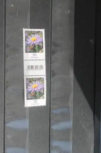 Deutschland Freimarken Blumen, 50 C. Aster; senkrechtes Paar mit EAN; ZNr. 490, MNH