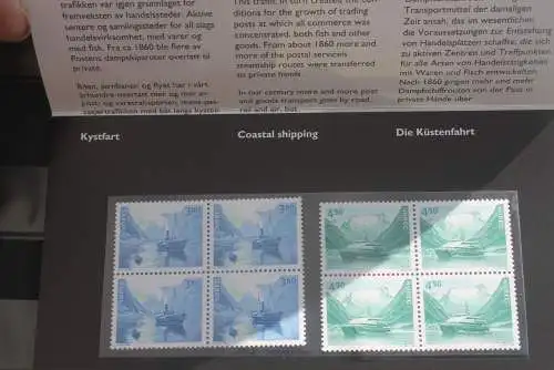 Norwegen 1998; Folder Die Küstenfahrt; Schiffe, Viererblock; MNH