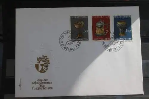 Liechtenstein 1973; Schätze; MiNr. 587-89 auf FDC