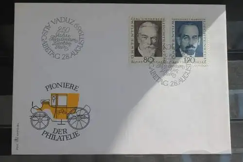 Liechtenstein 1969; Pioniere der Philatelie; MiNr. 512-13 auf FDC