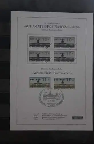 Berlin 1987; Automatenmarken; MiNr. 1; 10 Pf. auf Schwarzdruck Karton; ESST;lesen