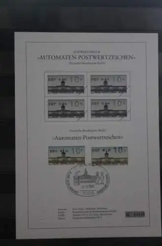 Berlin 1987; Automatenmarken; MiNr. 1; 10 Pf. auf Schwarzdruck Karton; ESST;lesen