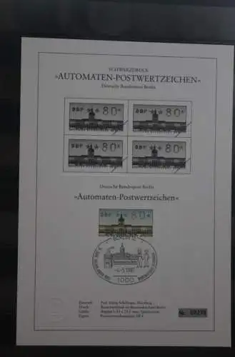 Berlin 1987; Automatenmarken; MiNr. 1; 80 Pf. auf Schwarzdruck Karton; ESST