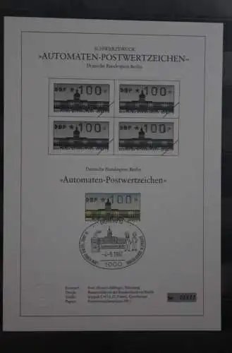 Berlin 1987; Automatenmarken; MiNr. 1; 100 Pf. auf Schwarzdruck Karton; ESST