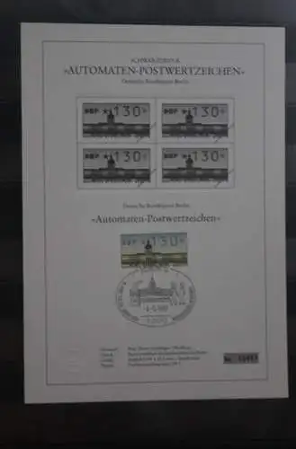 Berlin 1987; Automatenmarken; MiNr. 1; 130 Pf. auf Schwarzdruck Karton; ESST