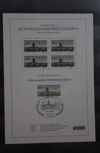 Berlin 1987; Automatenmarken; MiNr. 1; 250 Pf. auf Schwarzdruck Karton; ESST