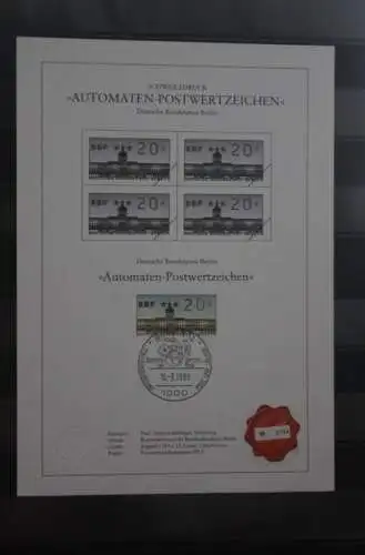 Berlin 1987; Automatenmarken; MiNr. 1; 20 Pf. auf Schwarzdruck Karton; SST