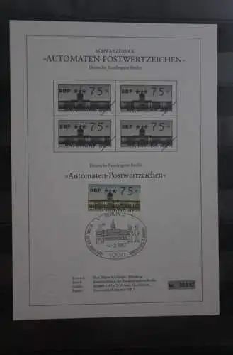 Berlin 1987; Automatenmarken; MiNr. 1; 75 Pf. auf Schwarzdruck Karton; ESST