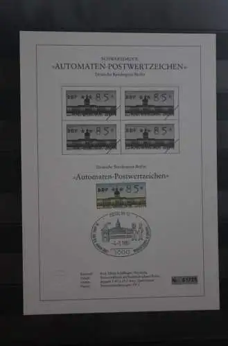 Berlin 1987; Automatenmarken; MiNr. 1; 85 Pf. auf Schwarzdruck Karton; ESST