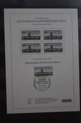 Berlin 1987; Automatenmarken; MiNr. 1; 20 Pf. auf Schwarzdruck Karton; SST