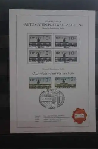 Berlin 1987; Automatenmarken; MiNr. 1; 10 Pf. auf Schwarzdruck Karton; ESST