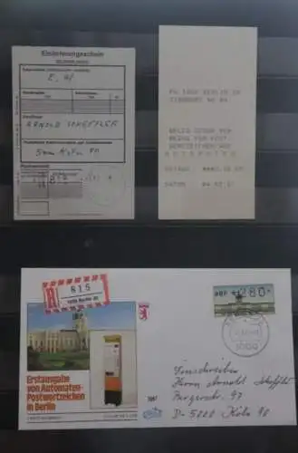 Berlin 1987; Automatenmarken; MiNr. 1; 280 Pf. auf FDC 4.5.87 Berlin 20, Quittung und E-Schein