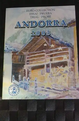 Andorra Kursmünzensatz 2003; EURO Pattern Set; Prueba, Probemünzen im Folder