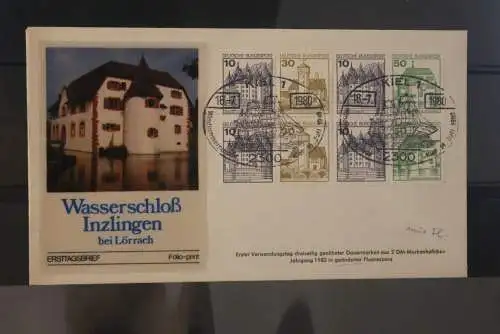 Deutschland 1980; Burgen und Schlösser; Markenheftchenblatt H-Bl. 27 auf FDC; EST Kiel