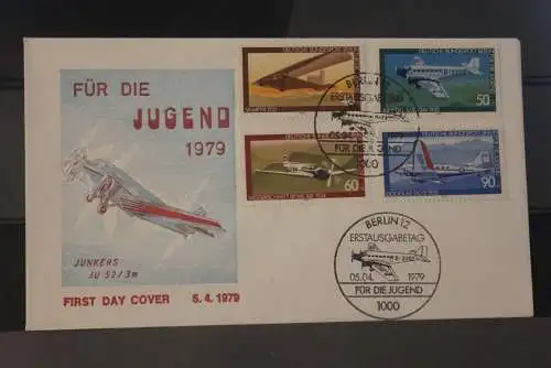 Berlin 1979.; FDC Jugend: Luftfahrt; Flugzeuge;  MiNr. 592-95