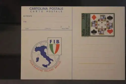 Italien 1983; Postkarte "Intern. Bridge Turnier der FIB", 350 L., ungebraucht