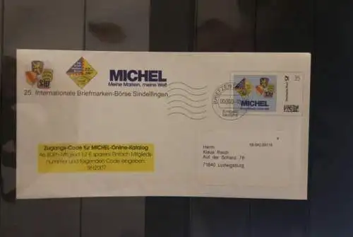 Deutschland 2007; MICHEL-Ganzsache 25. Intern. Briefmarken-Börse Sindelfingen, befördert, codiert; Entgelt bezahlt