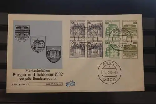 Deutschland 1982; Burgen und Schlösser; Markenheftchenblatt H-Bl. 29 auf FDC