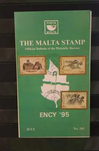 Malta, Europäisches Naturschutzjahr 1995, ENCY '95; Official Bulletin of the Posta Malta; MiNr. 964-66; ESST