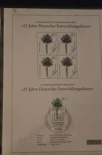 Deutschland, Sonderblatt,Erinnerungsblatt,Gedenkblatt,Schwarzdruck:Entwicklungsdienst 1988, lesen