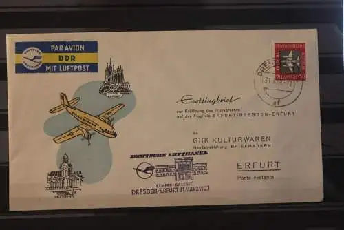 DDR 1958; Lufthansa Eröffnungsflug Erstflug Dresden-Erfurt am 31.3.58