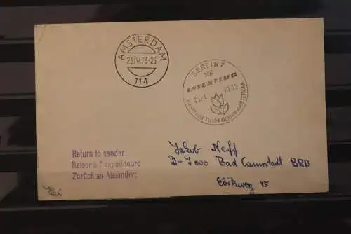 DDR 1973; Anschlußpost Gedser -Warnemünde zum Interflug Erstflug mit TU 134 am 23.4.73 Berlin-Amsterdam