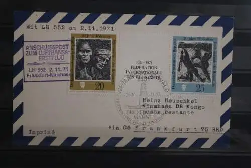 DDR 1971 Anschlußpost zum Lufthansa Erstflug LH 552 Hamburg-Kinshasa am 2.11.71