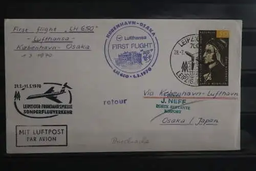 DDR 1970; Zuleitung Leipzig Messeflug zu Lufthansa Erstflug 1.3.70 LH 650 Kopenhagen-Osaka