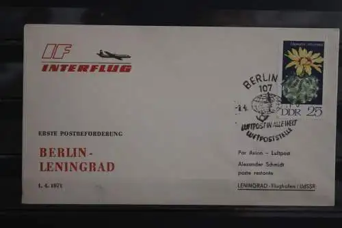 DDR 1971; Interflug; 1.4.71  Erste Postbeförderung Berlin-Leningrad