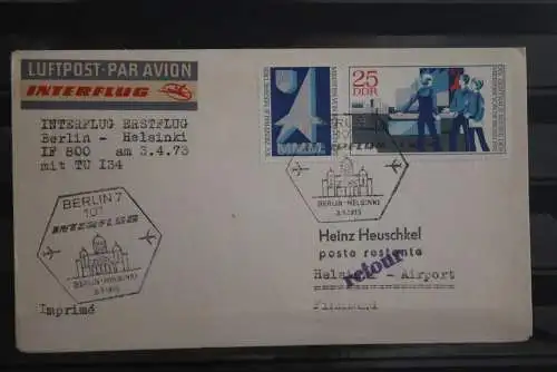 DDR 1973; Interflug; 3.4.73  Erstflug IF 800 mit TU 134 Berlin-Amsterdam