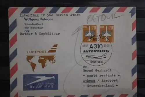 DDR 1989; Interflug IF 560 mit A 310; 1.7.89 Erstflug Berlin-Athen