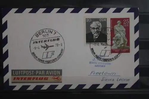 DDR 1972; Interflug 9.4.72 Berlin-Algier-Freetown-Conakry nach Freetown