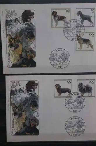 Deutschland 1995; Jugend: Hunde, Hunderassen; MiNr. 1797-1801; 2 Künstler-FDC