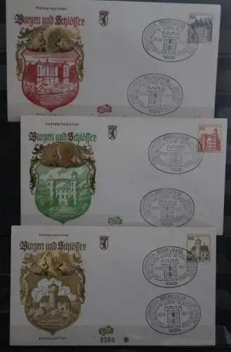 Berlin 1977/1978/1979/1980; Freimarken: Burgen und Schlösser, kpl. auf FDC, MiNr. ex.532-615