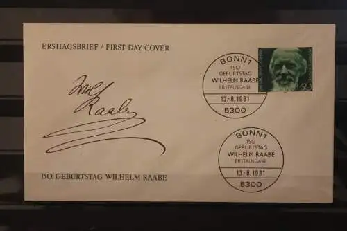 Deutschland  1981; Künstler-FDC: Wilhelm Raabe; MiNr. 1104